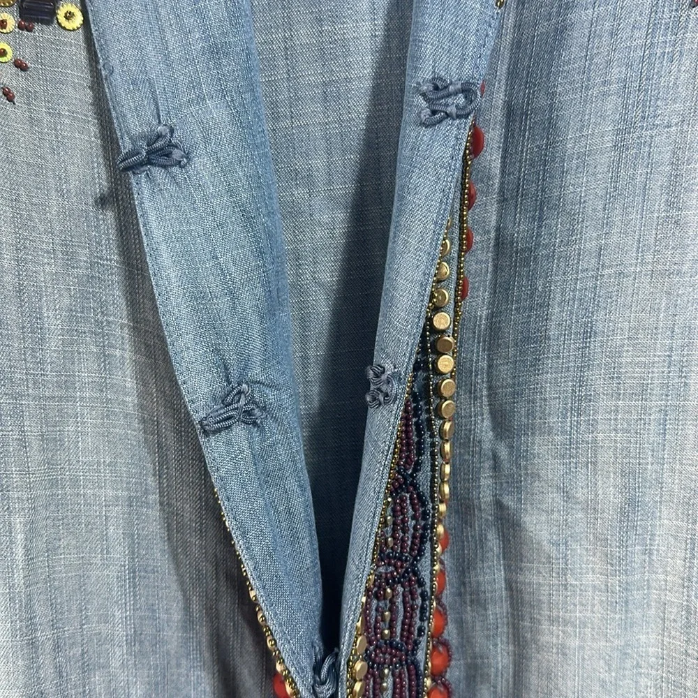NWT Soft Surroundings Morena Duster denim jewel beaded boho long cardigan Medium - Picture 10 of 13